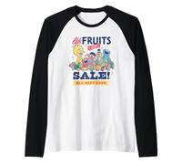 Sesame Street Vintage Fruit Elmo, Cookie Monster, Big Bird Camiseta Manga Raglan