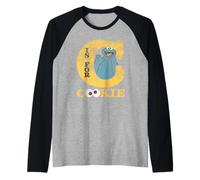 Sesame Street Vintage Heart C Is For Cookie Monster Camiseta Manga Raglan