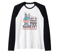 Sesame Street Vintage Heart Cookie Life Is What You Bake It Camiseta Manga Raglan