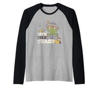 Sesame Street Vintage Heart Oscar, Let's Talk Trash Camiseta Manga Raglan
