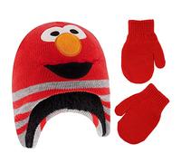 Sesame Street Winter Hat, Mittens, Elmo Baby Beanie for Boys Ages, Red, Toddler, Age 2-4