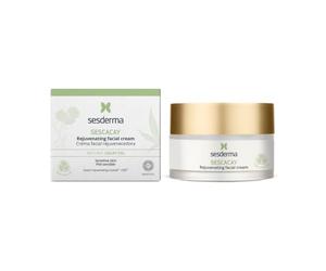Sesderma SESCACAY Crema facial rejuvenecedora con aceite de cacay y HPR, 50 ml, cuidado antiedad para pieles secas y mixtas, antiarrugas, reafirmante, calmante, con péptidos y EGF