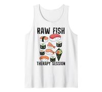Sesión de Terapia de Pescado Crudo Divertido Amante del Sushi Camiseta sin Mangas