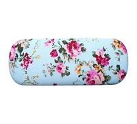 Sessleger - Gafas de piel rígida para gafas de mujer con fundas ópticas de impresión floral con soporte de caja de gafas (azul )