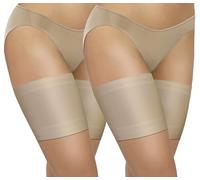 sesto senso 2 pares de bandas elásticas para el muslo, antifricción con 4 tiras de silicona, Pack de 2 - Beige - Liso, XL