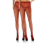 Sesto Senso 2 pares de Medias de Rejilla de Malla Pequeño Para Mujer Parte de Bragas de Rejilla de Cintura Alta Burdeos 1/2 XS/S Bordo