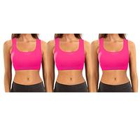 Sesto Senso 3 Pack Mujer Sin Costura Sujetador Deportivo Racerback Sin Aros Fuerte Agarre S/M Rosa Neón