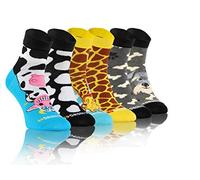 Sesto Senso 3 Pares Calcetines Coloridos Casuales Gracioso Corto Hombre Mujer 39-42 3 Animales Perro Vaca Jirafa