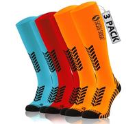 Sesto Senso 3 Pares Calcetines de Compresión Deporte Colores Altos Hombre Mujer 43-47 3 pack Rojo Azul Naranja