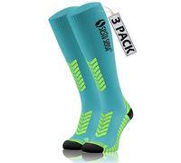 Sesto Senso 3 Pares Calcetines de Compresión Deporte Colores Altos Hombre Mujer 43-47 3 pack Turquesa