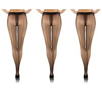 Sesto Senso 3 Pares Medias con fina costura trasera Mujer Transparentes 20 Den Negra Black XL