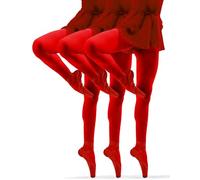 Sesto Senso 3 Pares Medias De Niña 40 Den De Colores Opacos Microfibra Para Niña, Rojo, 128-134