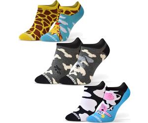 Sesto Senso Calcetines Cortos Divertidos Hombre Mujer 3 Pares Algodón Funny Socks perro vaca jirafa 39-42 3 Animales