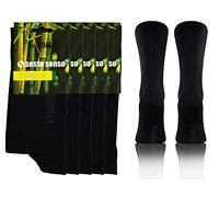 Sesto Senso Calcetines de Bambu Sneakers Altos Mujer Hombre 5 Pares Pack 39-42 Negro