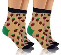 sesto senso Calcetines de nailon para mujer y niña, 2 pares de calcetines ultrafinos, Beige Graphit Himbeeren, Talla única