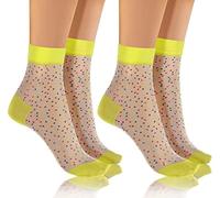 sesto senso Calcetines de nailon para mujer y niña, 2 pares de calcetines ultrafinos, Puntos blancos., Talla única