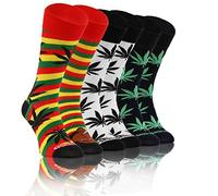 Sesto Senso Calcetines Loco Funky Gracioso Vistoso Hombre Mujer Pack de 3 Oddsocks Estampado Diferente Marijuana La Hoja Rastaman 35-38 3 Afro