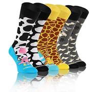 Sesto Senso Calcetines Loco Funky Gracioso Vistoso Hombre Mujer Pack de 3 Oddsocks Estampado Diferente Perro Vaca Jirafa 35-38 3 Animales