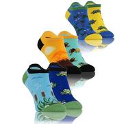 Sesto Senso Calcetines Tobilleros Sneaker 3 pares Casuales Gracioso Vistoso Hombre Mujer Animales Rana Camaleón León 39-42 Animals 2
