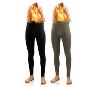Sesto Senso Calzoncillos Largos Hombre 2 Unidades Algodón Pantalón Térmico (L, Negro Verde - Caqui)