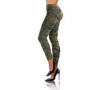 Sesto Senso Leggings Mujer Camuflaje Microfibra Sin Costuras Pantalones Largos Fitness Pantalones Deportivos Yoga S/M Long Verde Caqui