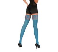 Sesto Senso Medias Autoadhesivas Opacas 40 DEN Con Encaje Para Mujer Reforzadas Con Banda De Silicona 3XL/4XL Azul Petróleo