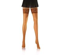 Sesto Senso Medias Rejilla Autoadhesivas Encaje Lencería Sexy Mujer 3/4 M/L Glace Beige Marron