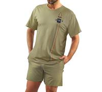 Sesto Senso Military Pijama Hombre Corto algodón Verano Manga Corta Pantalones Cortos M 7538 Oliva