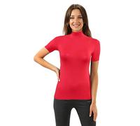 Sesto Senso Mujer Camiseta Manga Corta Cuello Alto Color Sólido Viscosa M Rosa