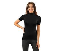 Sesto Senso Mujer Camiseta Manga Corta Cuello Alto Color Sólido Viscosa XXL Negro