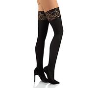 Sesto Senso Mujer Medias Autoadhesivas Autoportantes sin soporte Opacas Microfibra 50 DEN Encaje con Silicona Lencería 1/2 Negras