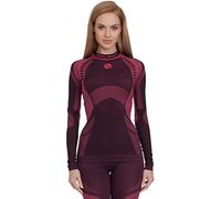 Sesto Senso Mujer Ropa interior Funcional Manga Larga Camisa Termo Activo (Negro/Burdeos, L)