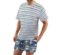 Sesto Senso Pijama Hombre a Rayas Corto Algodón Verano Manga Corta Pantalon Corto 4XL 2521/14 Cocodrilo