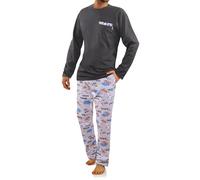 Sesto Senso Pijama Hombre Algodon Conjunto Ropa De Dormir Clásico 2 Piezas Camisa Manga Larga Pantalones Largos Invierno 4XL 2660-09 Grafito