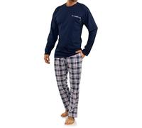 Sesto Senso Pijama Hombre Algodon Conjunto Ropa De Dormir Clásico 2 Piezas Camisa Manga Larga Pantalones Largos Invierno XXL Granat 2188-06 Armada