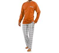 Sesto Senso Pijama Hombre Algodon Conjunto Ropa De Dormir Clásico 2 Piezas Camisa Manga Larga Pantalones Largos Invierno L Orange 2379-29 Naranja