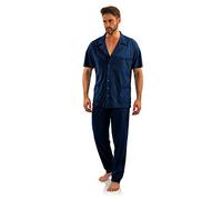 Sesto Senso Pijama Hombre Botones Verano Algodón Pantalon Largo Camisa Corto XXL Ancla Azul Oscuro