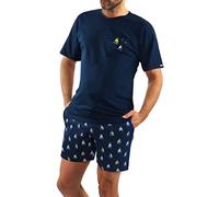 Sesto Senso Pijama Velero Hombre Corto Algodon Verano Manga Corta Pantalon Corto Azul Oscuro M 2556/10 DRUK
