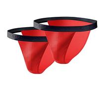 Sesto Senso Slip Tanga Hombre Algodón Pack de 1 2 y 4 Calzoncillos Sexy Baja Bragas Ropa Interior XL 2 Rojo