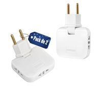 【Set 1/2 y 4 】 Ladron enchufes Plano | Enchufe Plano Pared extraplano de 3 Tomas Giratorio 180º | ladrón Enchufe | enchufes Planos detras Muebles | ladron Enchufe | Ladrones para enchufes