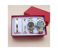 (Set 1) Reloj de pareja para hombre, reloj de cuarzo de acero para amantes, reloj de pulsera de lujo