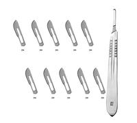 Set - 10 piezas hojas de bisturí No. 20 y mango de bisturí No. 4 - Hojas de repuesto para bisturí hechas de acero al carbono - Estéril (Forma 20)