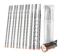 Set 11 Broca para hormigón SDS Plus Ø 4 - 14 × 200 mm,4 cortes de metal duro y doble hélice,para piedra natural,hormigón