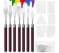 Set 13 Espátulas para Pintura Acrílica y Óleo, Cuchillos de Pintura y Espátulas de Paleta con Mango de Madera, Incluye Estuche Lavable, Ideal para Pasta de Textura y Técnicas Artísticas