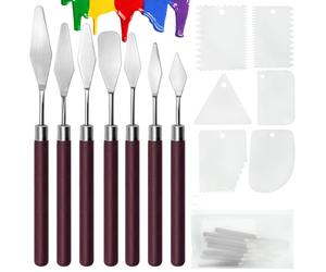 Set 13 Espátulas para Pintura Acrílica y Óleo, Cuchillos de Pintura y Espátulas de Paleta con Mango de Madera, Incluye Estuche Lavable, Ideal para Pasta de Textura y Técnicas Artísticas