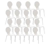 Set 16x sillas de visita diego apilable madera blanco 45x43x86 cm