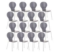Set 16x sillas de visita diego apilable madera gris 45x43x86 cm