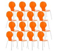 Set 16x sillas de visita diego apilable madera naranja 45x43x86 cm