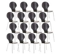 Set 16x sillas de visita diego apilable madera negro 45x43x86 cm