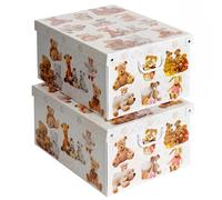 SET 2 Cajas organizadoras de almacenamiento ropa, almacenaje decorativas en carton, 39x50x24cm, para armario, baul, bolsas, ropa, juguetes, jardineria, con tapa, PELUCHES
